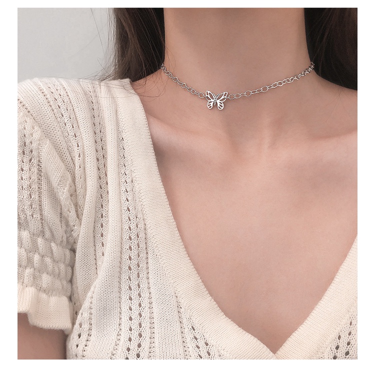 Goldkingdom Fashion Perhiasan Aksesoris Ready Stock Kalung Kupu-Kupu Wanita Tulang Selangka Rantai Kalung Cahaya Mewah High-end Perasaan