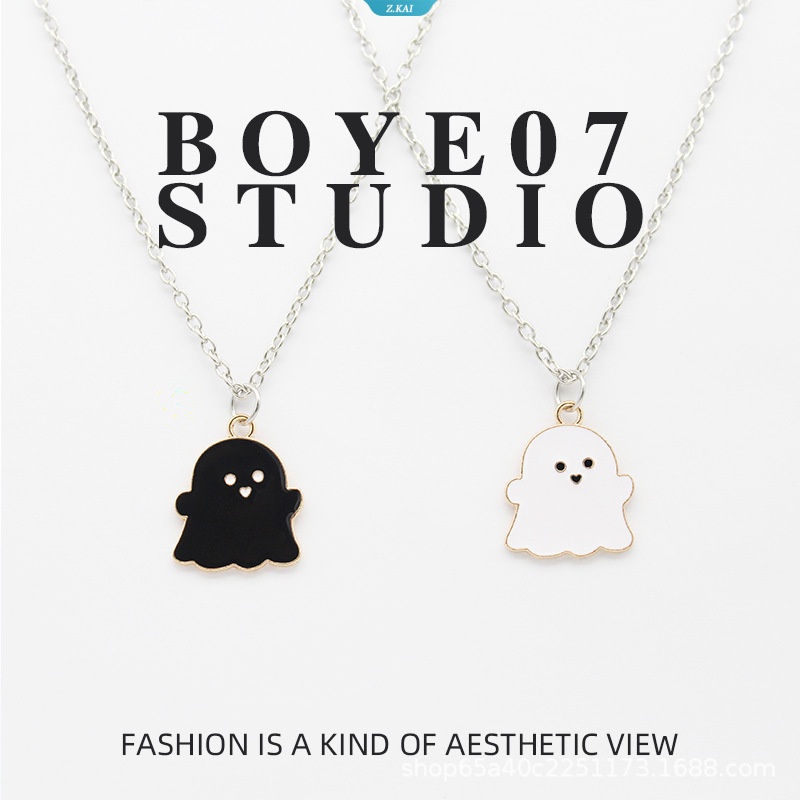 Kalung Liontin Hantu Hitam Dan Putih Lucu Untuk Wanita Pria Sahabat Indah Liontin Hantu Pasangan Kalung Fashion Perhiasan [ZK]