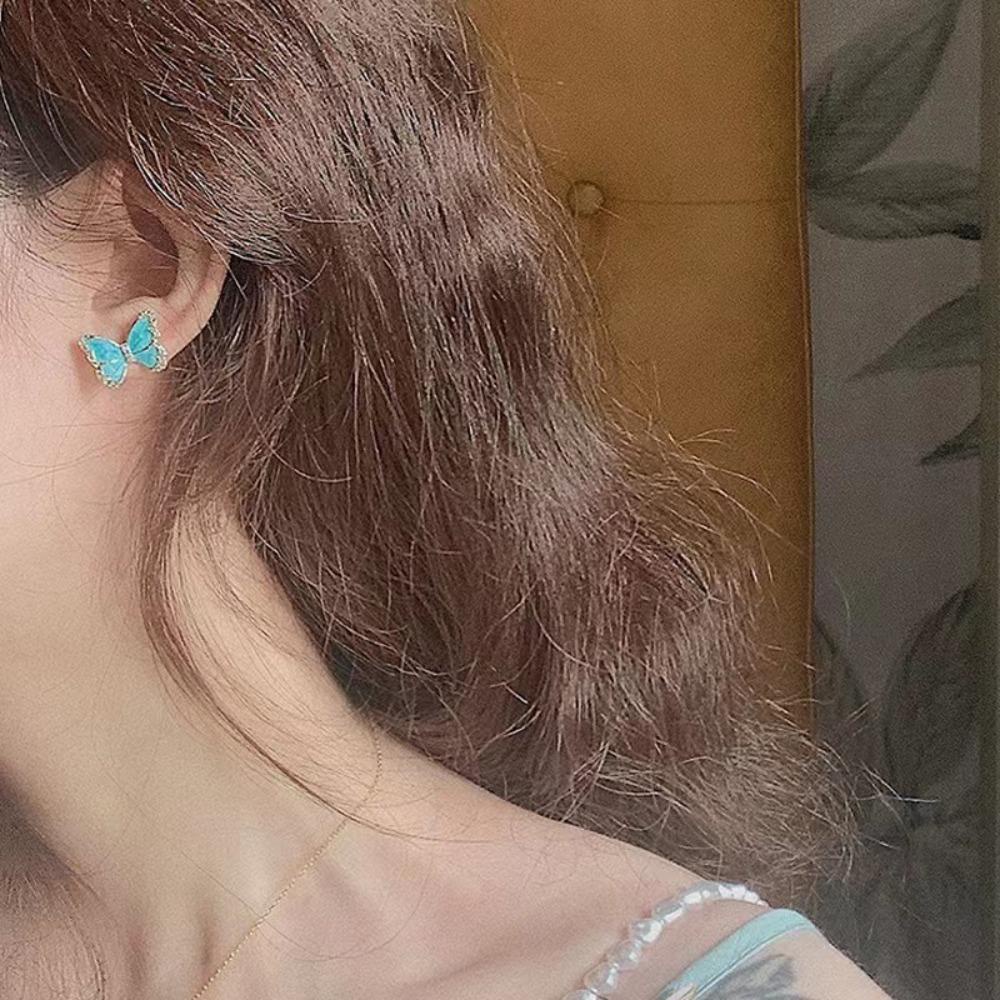 Mxbeauty Anting Kupu-Kupu Kepribadian Memorabilia Inlay Canggih Keren Untuk Wanita Anting Zircon