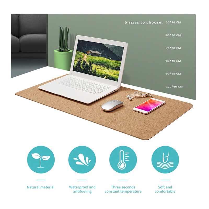 Besar XXL Natural Gabus Alas Mouse Kantor Anti slip Tahan Air Big PC Cushion Komputer Mousepad Cover Desktop Keyboard Mat