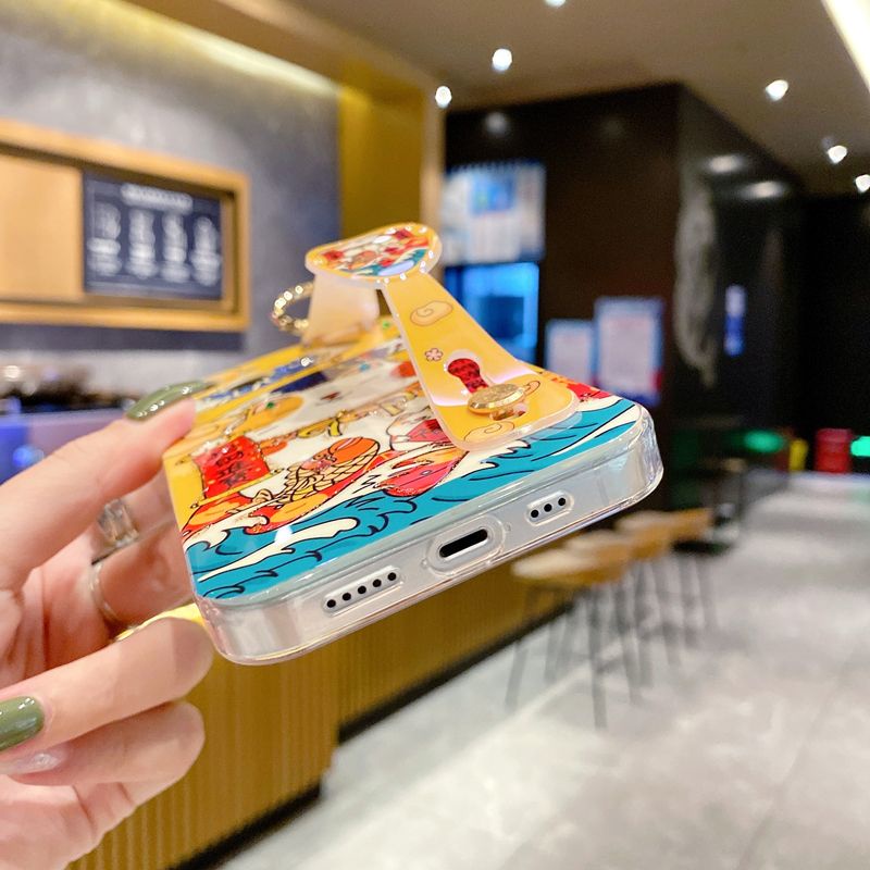 IPHONE Zhaocai Cat Dropstick Wrist Strap Crossbody Desain Phone Case Kompatibel Dengan Iphone12 13 14 11 Pro Max X Xs Max Xr Hhgtr