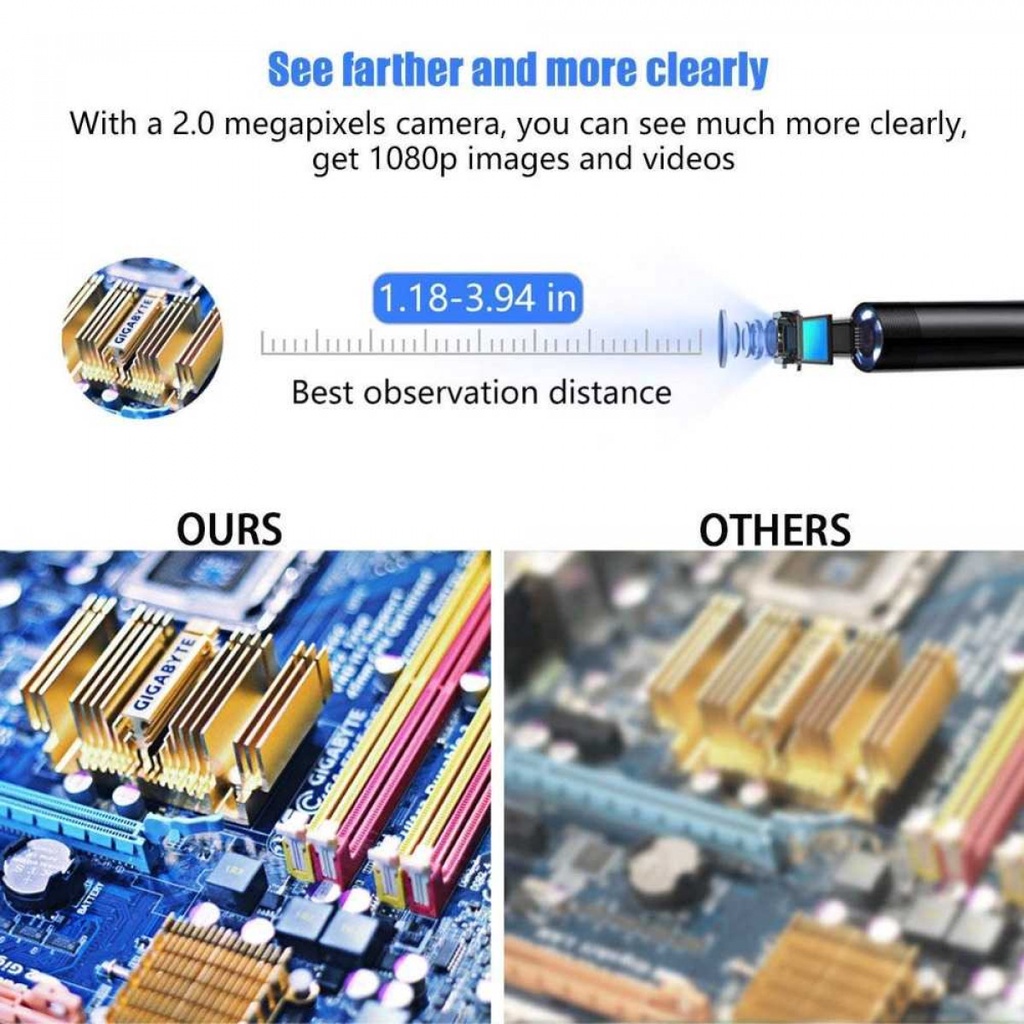 Kamera Pengamatan Endoskopi Industrial Endoscope Micro USB 1080P