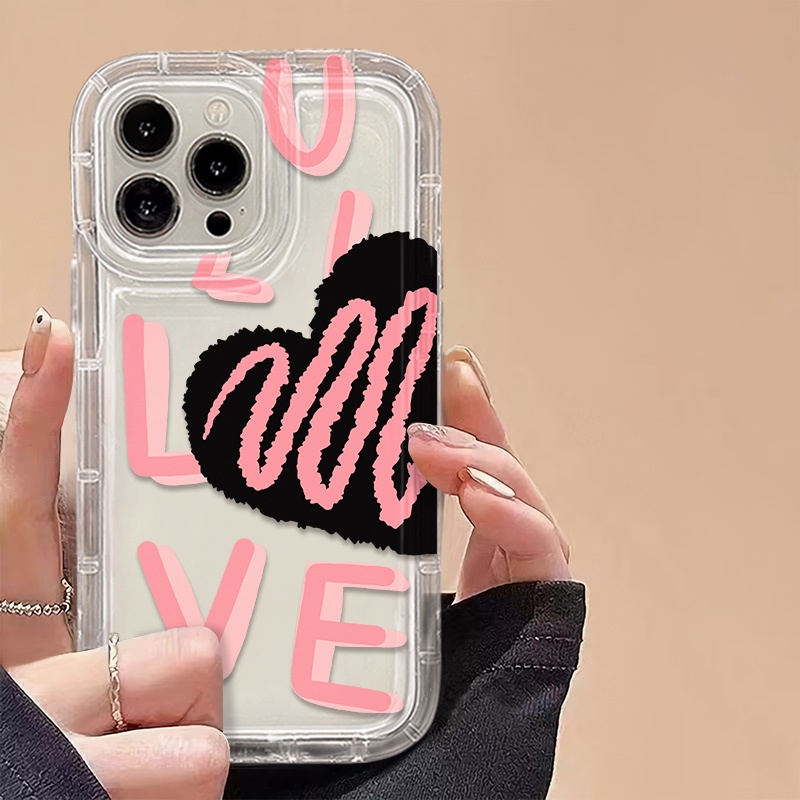 IPHONE Cinta Soft Case Kompatibel Untuk Iphone14 13 11 12 Pro XS Max X Xr7 +8 Plus Casing Ponsel Transparan TPU Silikon Shockproof Cover