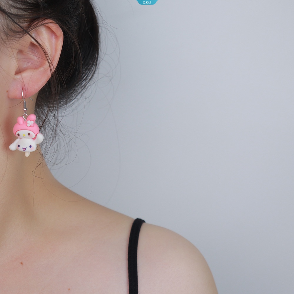 Kawaii Anime Kartun Sanrios Kuromi Mymelody Cinnamoroll Hewan String Anting Lucu Resin Handmade Telinga Perhiasan Hadiah Untuk Anak Perempuan [ZK]