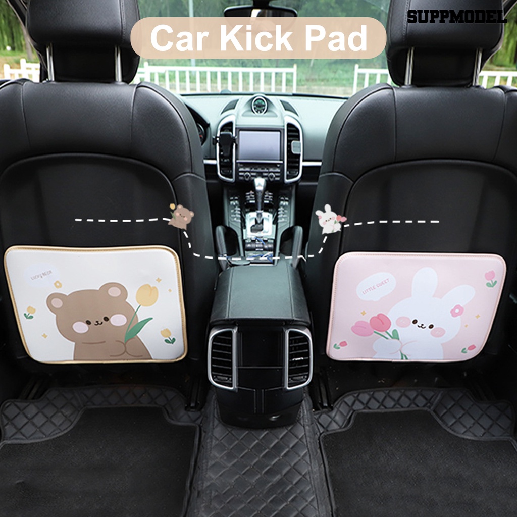 [SM Auto] Cover Pelindung Punggung Kursi Mobil Motif Kartun Bunny/Bear Tulip Desain Pengait Kulit Imitasi Penutup Kursi Otomatis Anti Tendangan Mat Pad Perlengkapan Kendaraan