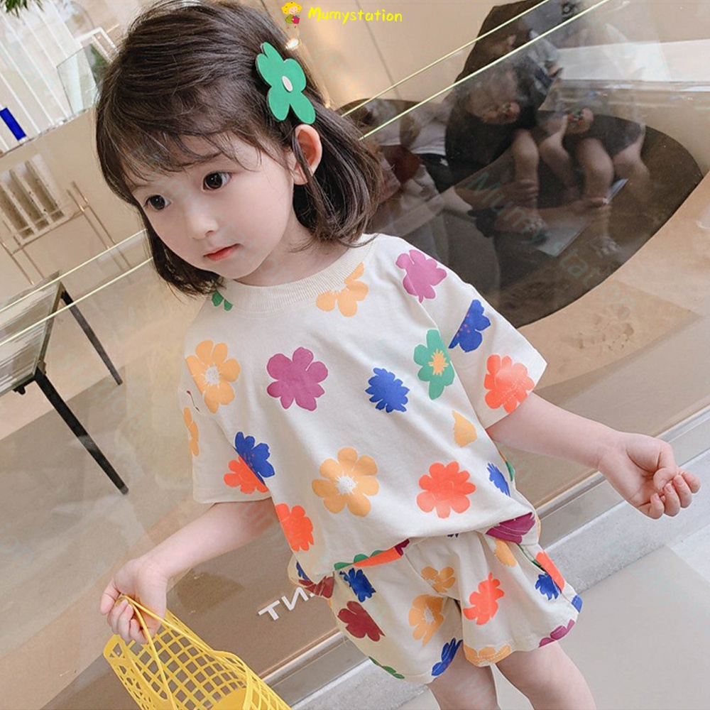 Mumystation setelan piyama anak perempuan pedek lengan/ baju piyama anak perempuan