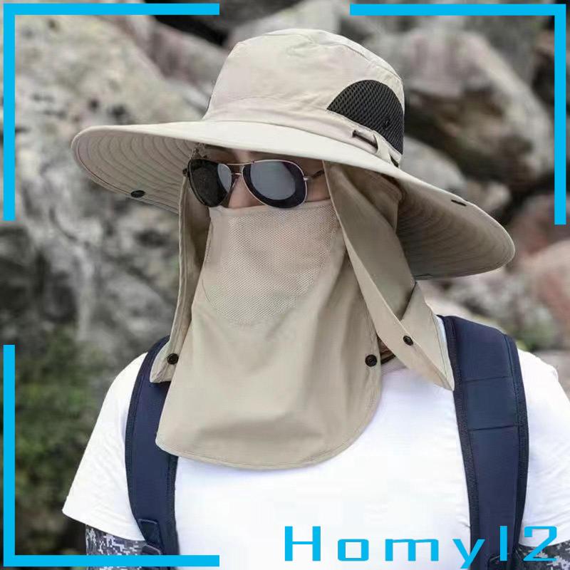 [HOMYL2] Dengan Penutup Flap Leher Yang Dapat Dilepas Pantai Backpacking Topi Memancing Unisex