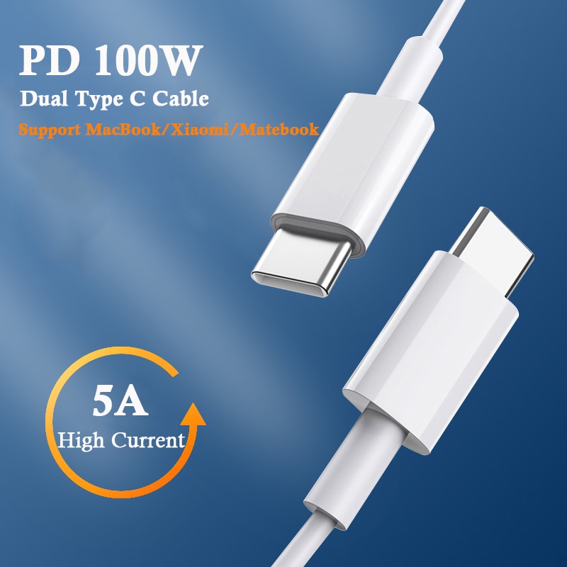 Kabel USB Tipe C Ke USB C 100W/5A PD Fast Charging Charger Wire Untuk Macbook IPad Smartphone Line Data Sync Cord