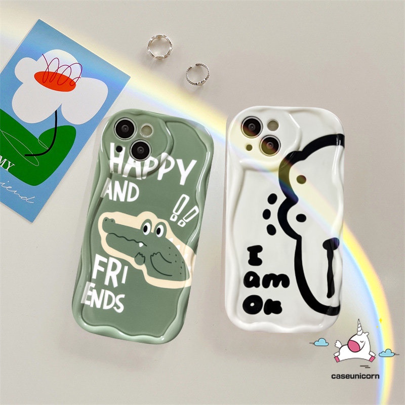 Casing Pasangan Untuk Realme C53 9i 7i 5 5i 6i 5s C55 C25 C30 C35 C15 C12 C33 C21Y C31 C25s C11 C25Y C21 C17 C20 C20A C3 Kartun Lucu Buaya Dinosaurus 3D Bergelombang Lengkung Tepi Soft Case