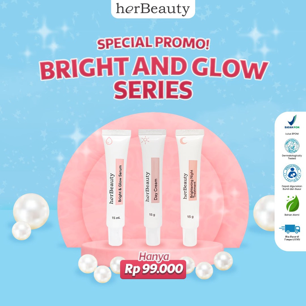 HERBEAUTY PAKET HEMAT TONER FACIAL WASH BRIGHT AND GLOW SERIES HER BEAUTY