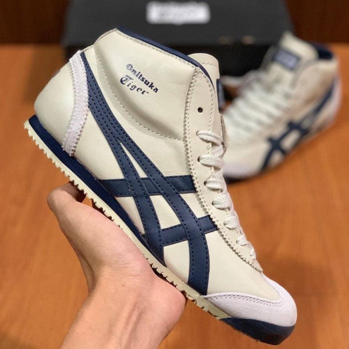 Sepatu Onitsuka Tiger Tokyo High Indian Ink Cream Navy Krem Biru Original