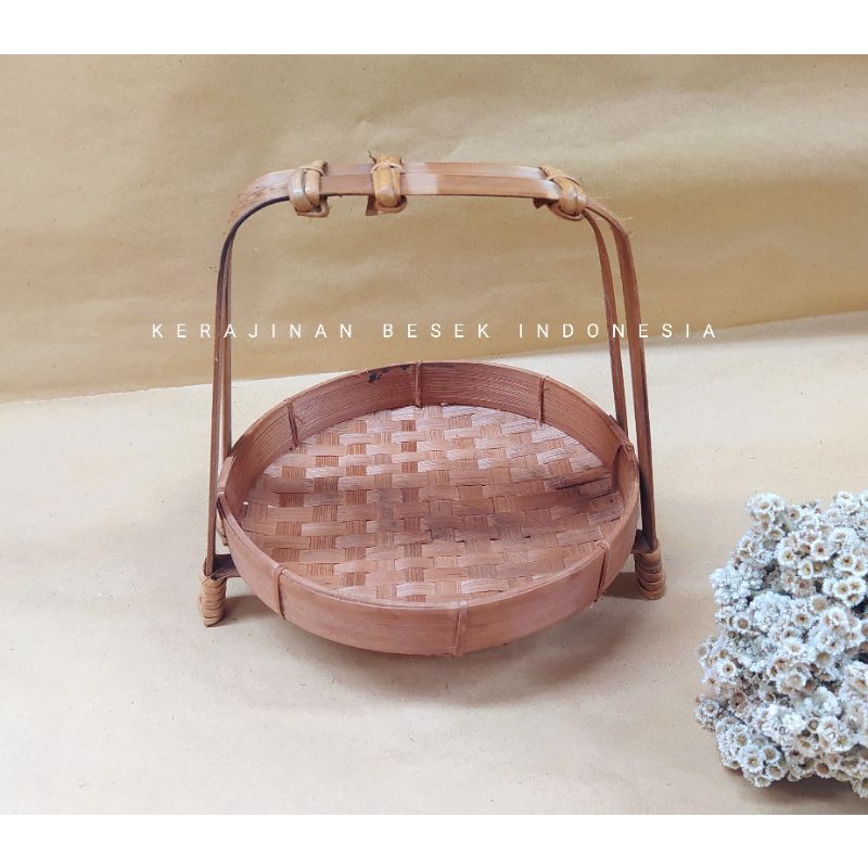 Bambu Bambu Rak bawang bulat diameter 25cm Rak bumbu murah Rak estetik Wadah snack Wadah accessories