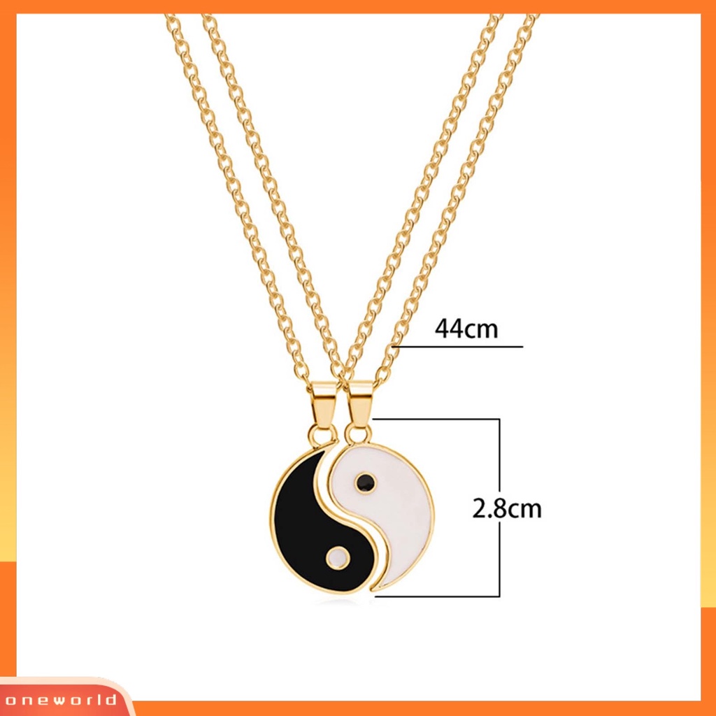 [ONE] 2pcs/set Kalung Rantai Tai Chi Liontin Pasangan Memorial Stainless Untuk Hadiah