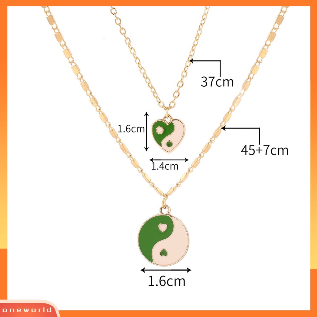 [ONE] Women Necklace Kalung Liontin Lapis Ganda Hati Warna Cerah Ringan Untuk Hadiah