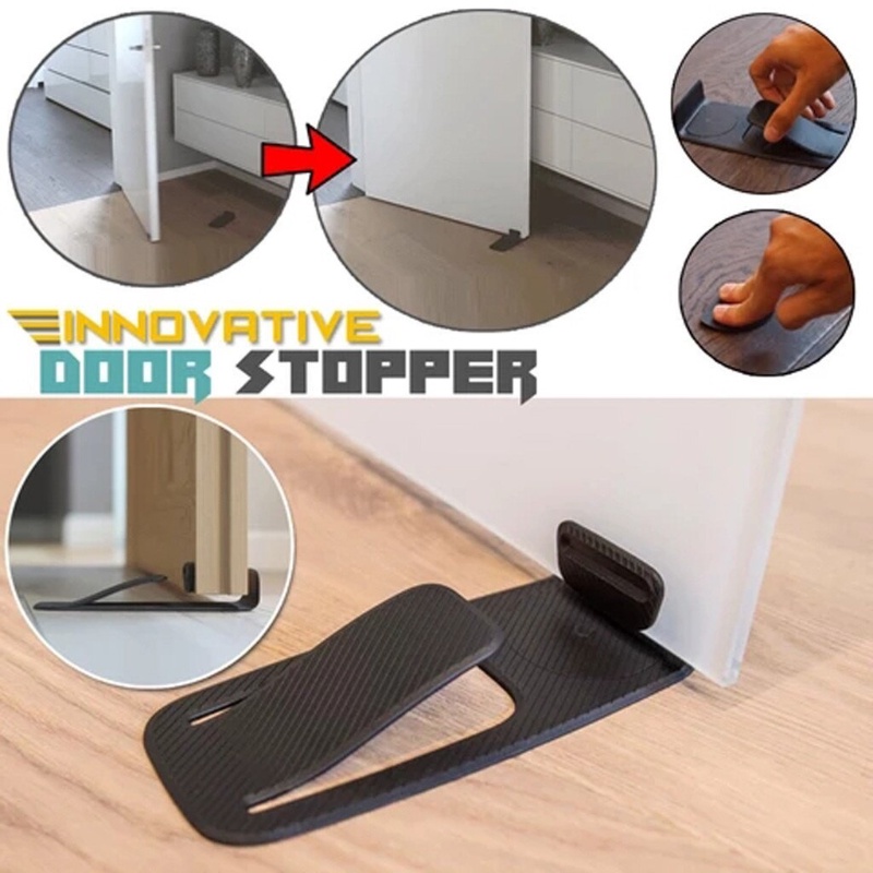 1set Baru Universal Hitam Kreatif Musim Semi Tak Terlihat Door Stopper Stick Aman Sederhana Anti-Jatuh Dengan Baik Pintu Terbuka Wedge Holder