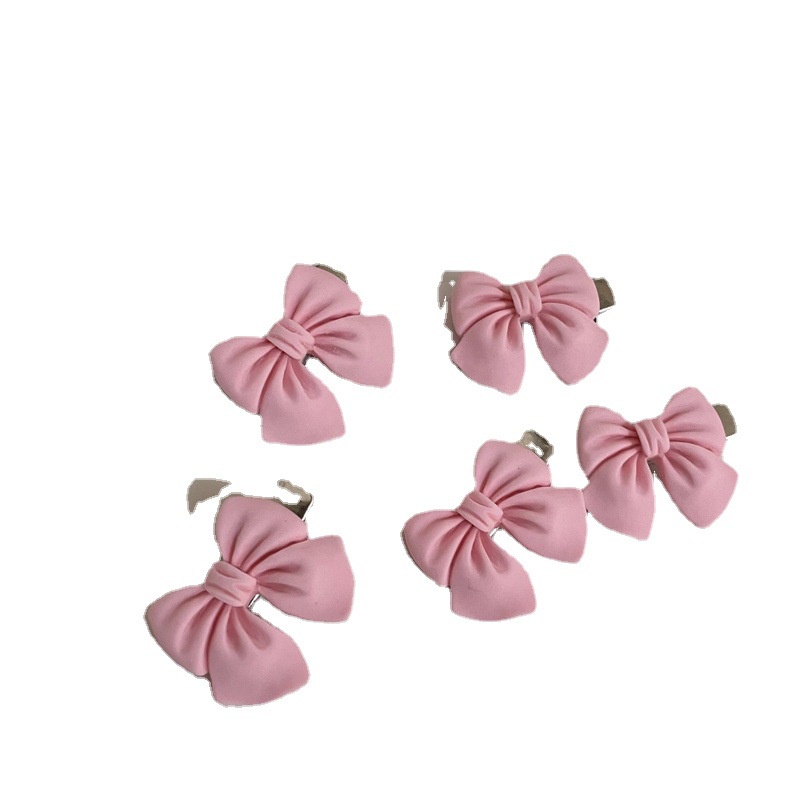 Bow Peach Flower Hair Clip Jepit Mulut Bebek Poni Clip Aksesoris Rambut Versi Korea Simple