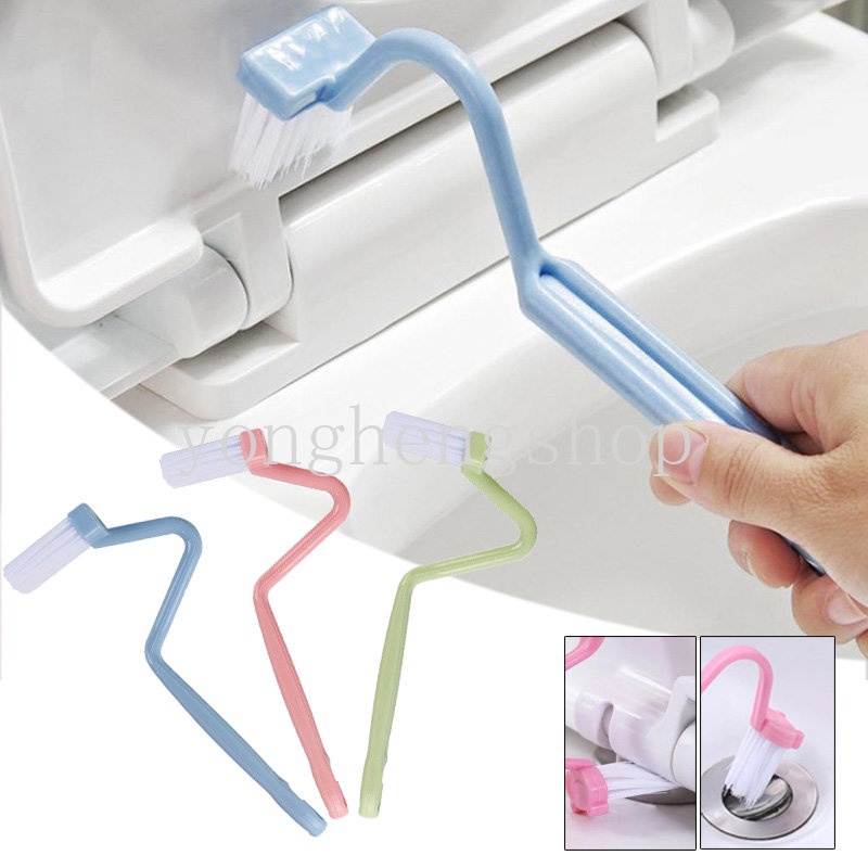 Kreatif Sikat Toilet Lengkung Berbentuk V Sikat Pembersih Gagang Panjang Multifungsi Sikat Berbulu Lembut Deep Cleaning Tool Corner Slot Gap Clearner