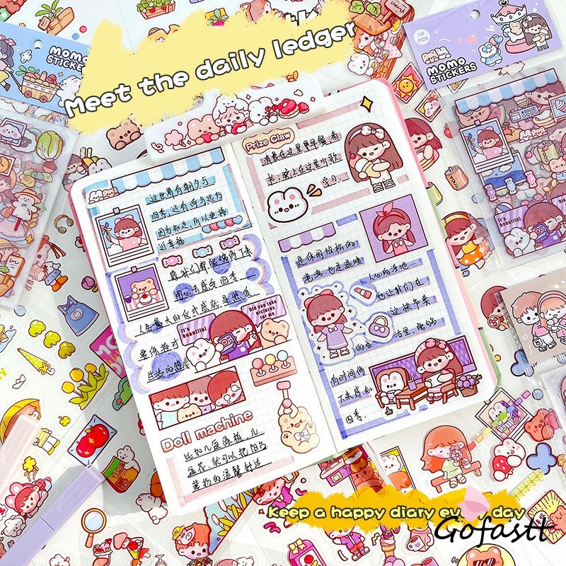 

Stiker buku pegangan kartun PET tahan air Dekorasi mug ponsel DIY stiker karakter-G