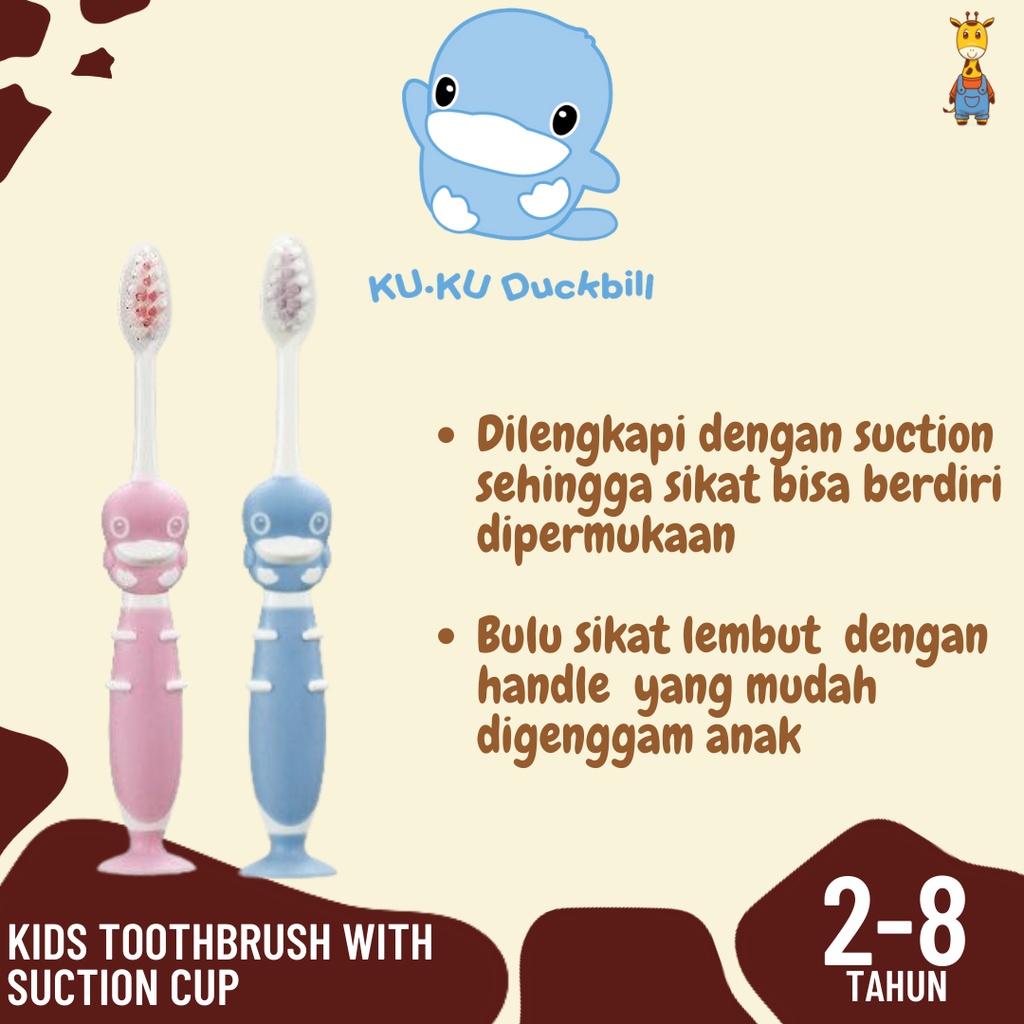 Kuku Duckbill Kids Toothbrush With Suction Cup (2-8 Years) - Sikat Gigi Bayi