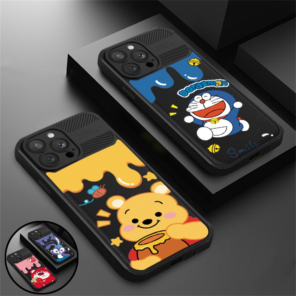 Realme C55 C35 C33 C31 C21Y C25Y RealmeC25 C25S C15 C12 C3 C2 Realme 5 5i 5S 6i C3 Manyo strawberry bear Dan Doraemon Full Proteksi Anti Slip Shockproof Case Binteacase