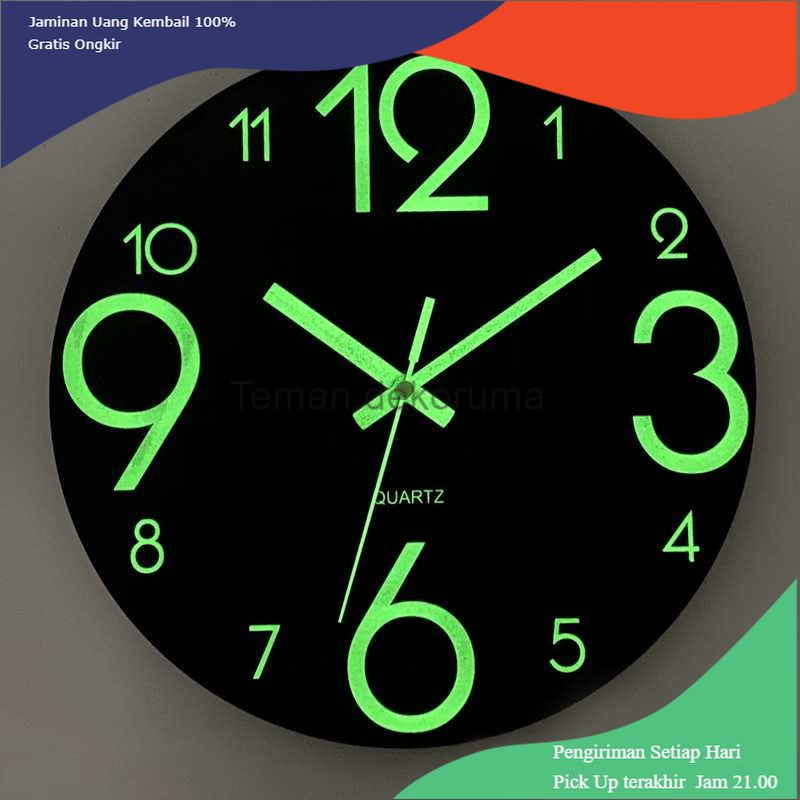 TD - DPR Winners Jam Dinding Bulat Quartz Luminous Glow in The Dark 30CM - Win32