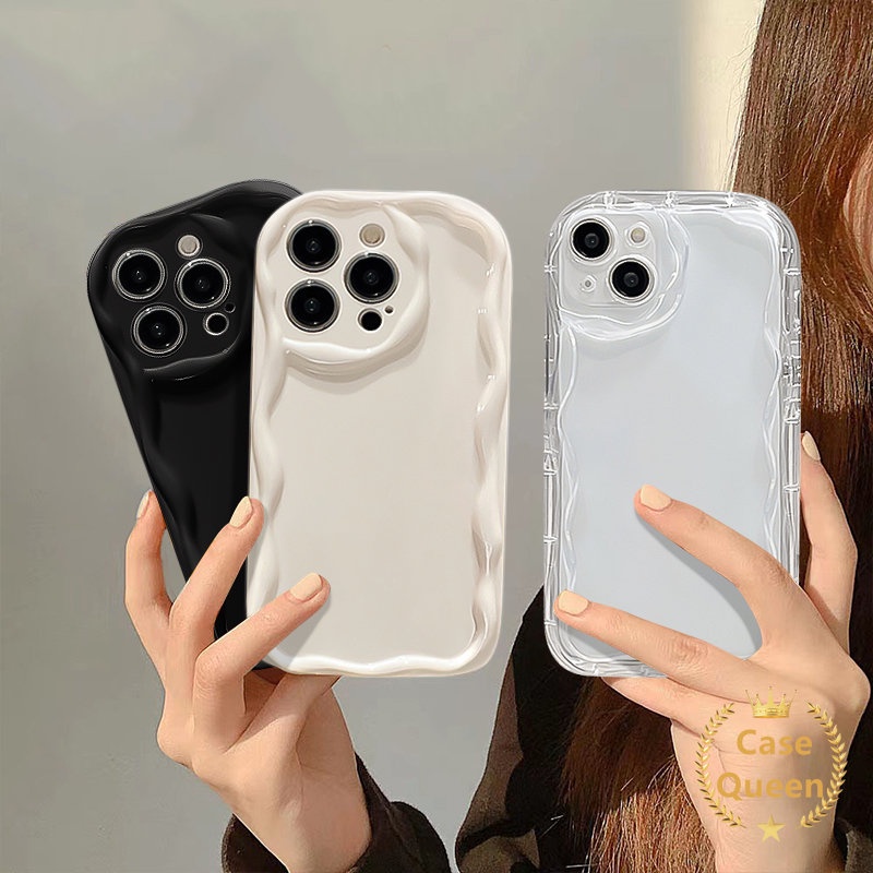 Casing Tepi Lengkung Bergelombang 3D Untuk Vivo Y16 Y20 Y17 Y12 Y30 Y31 Y15s Y12s Y15 Y21 Y35 Y91 Y50 Y51 Y33s Y21A Y20s Y12i Y21s Y91C Y20i Y02 Y11 Y15A Y95 Soft Case Anti Jatuh Glossy Simple