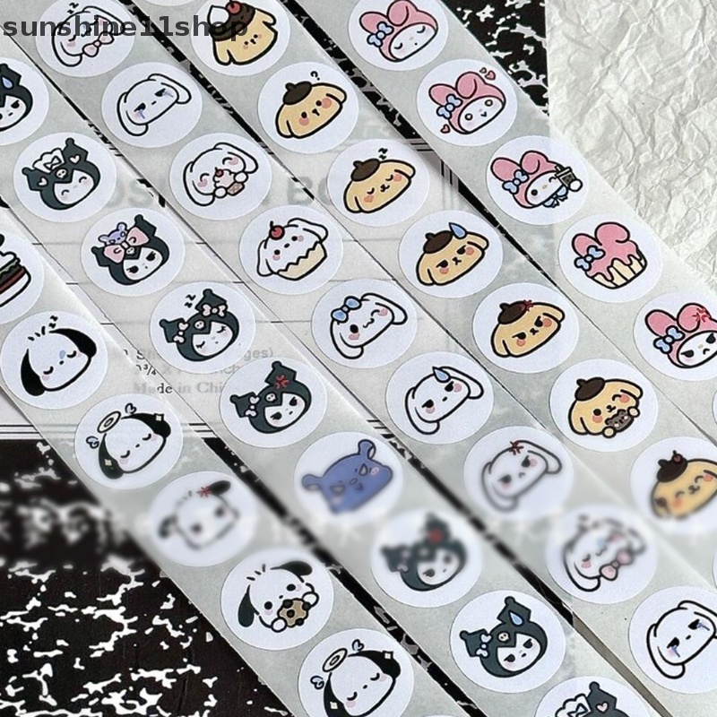 Sho Kawaii Sanrio's New Round Seal Sticker Lucu Pochacco Cinnamoroll Stiker Dekorasi Akun Tangan Hati Cewek N