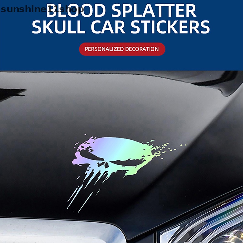 Sho Skull Sticker Reflektif Decal Stiker Motor Anti Air Perlindungan Matahari N