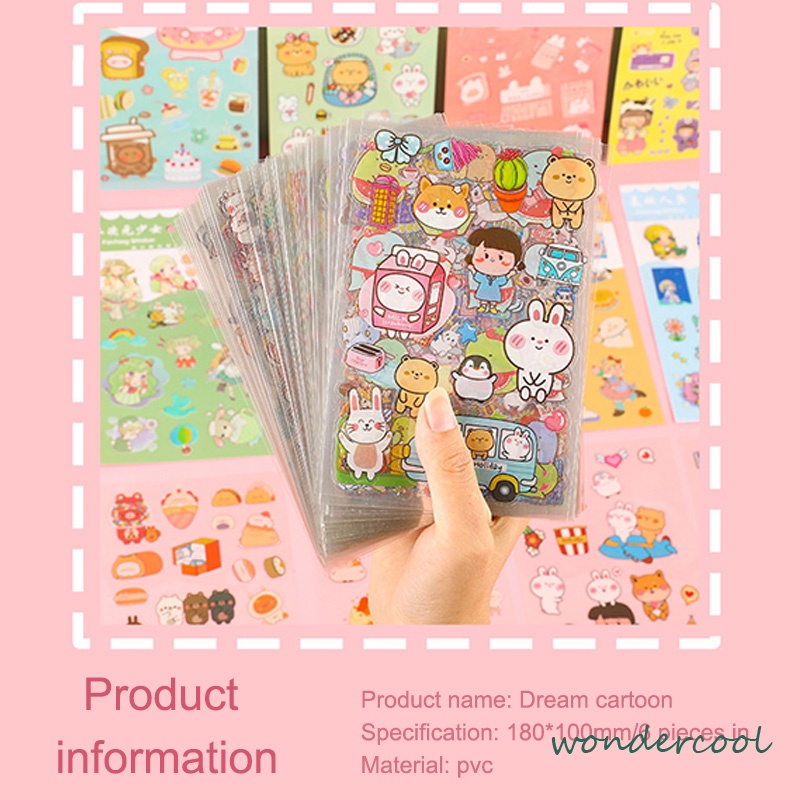 6pc Stiker Cute Cartun Lucu Food Pet Diy Diary Jurnal Palnner Deco Hias-Won