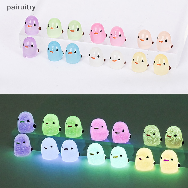 Prt 10 Pcs Mini Neon Chick Ornamen Miniatur Angka Cewek Kecil Resin Kerajinan Tangan Lanskap Mikro Dekorasi Rumah Boneka PRT