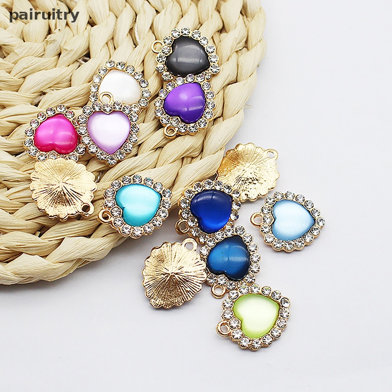 Prt 18 mm Emas Korea Perhiasan Aksesoris Resin Peach Jantung Cakar Bor Dinding Tunggal Gantung Berlian Imitasi Liontin PRT