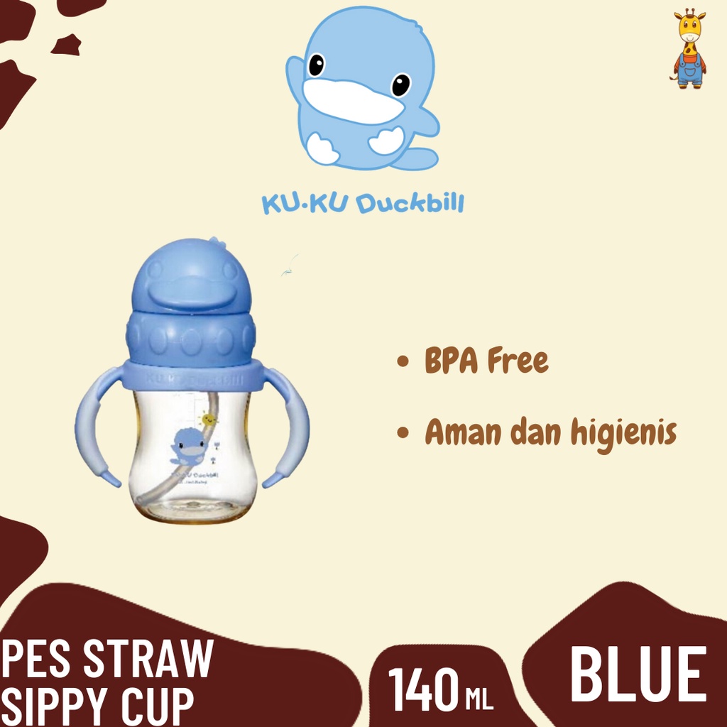 Kuku Duckbill PES Straw Sippy Cup 140ml KU5841 / Botol Minum Sedotan