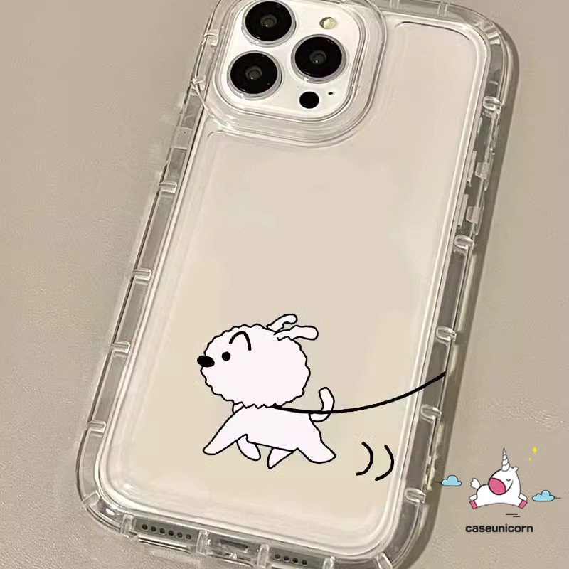 IPHONE Casing Ponsel Pasangan Lucu Kartun Kompatibel Untuk Iphone11 13 12 14 Pro MAX XR 6S 6 7 8 Plus X XS MAX Cute Crayon Shin-chan Nohara Shiro Airbag Shockproof Clear Soft Lovers Cover