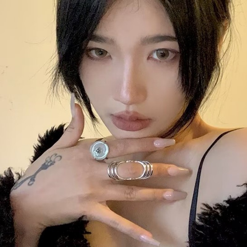 Aksesoris Cincin Bersama Metalik Kepribadian Pasang Sederhana