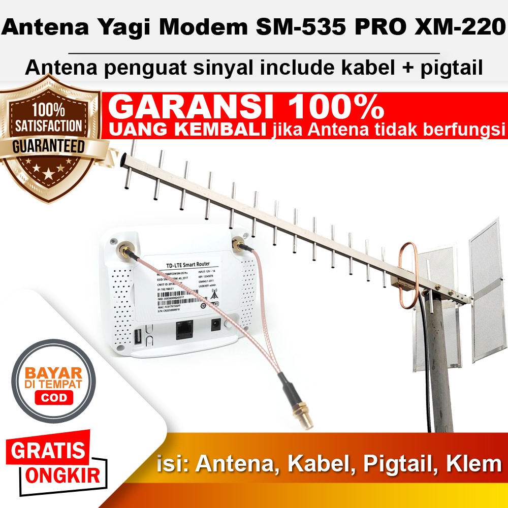 Antena Penguat Sinyal Modem Router Smartcom SM-535 PRO XM-220 Yagi 3 Extreme