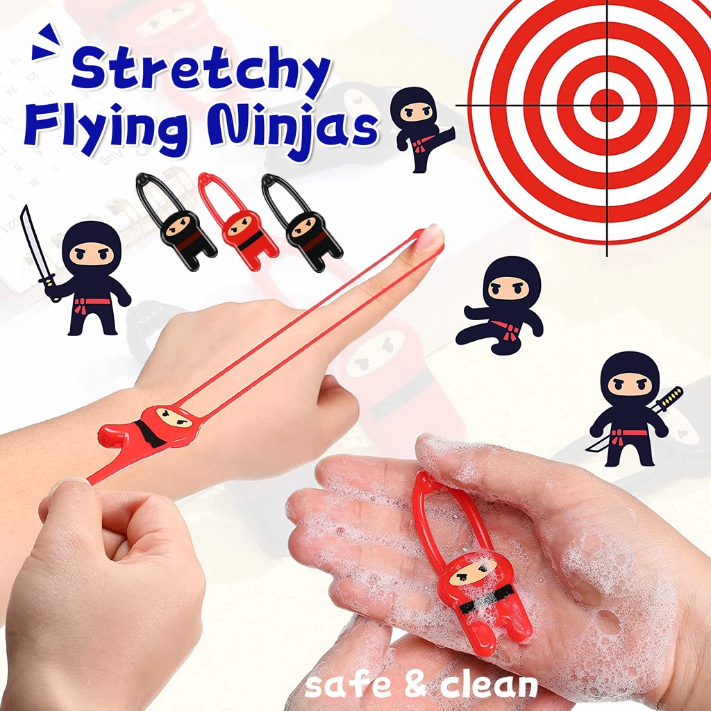 1pc Melar Terbang Ninjas Ketapel Kreatif Elastis Ninja Peluncur Lucu Hitam Merah Lengket Ninja Lucu Jari Mainan Untuk Anak-Anak Dekompresi Mainan Pesta Ulang Tahun Nikmat