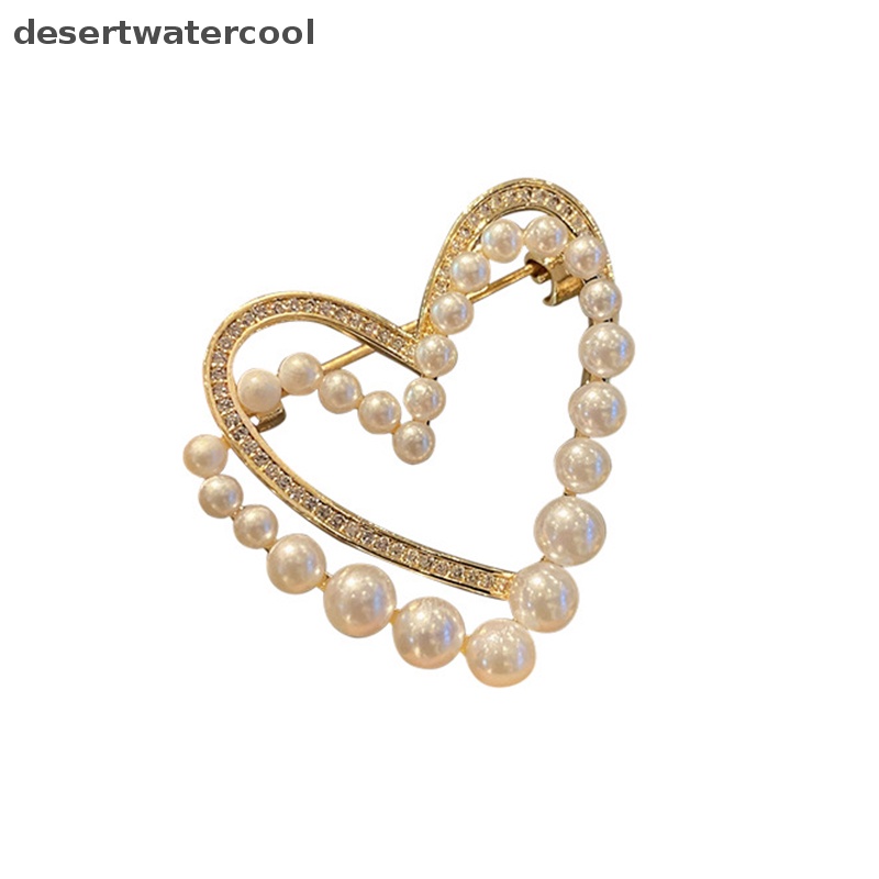 Deid Klasik Kristal Hati Mutiara Bros Pin Trendi Pakaian Gaun T-shirt Jantung Syal Bros Kristal Sutra Syal Gesper Bros Martijn