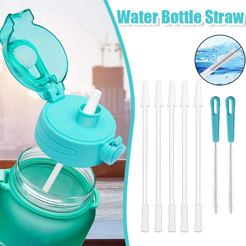 Sedotan Botol Air Reusable Dengan Sikat Sedotan/Universal Untuk 220mm 275mm 320mm Big Belly Cup/Sedotan Plastik Silikon Lembut Rumah Tangga/Sedotan Pengganti Botol Air Cuttable