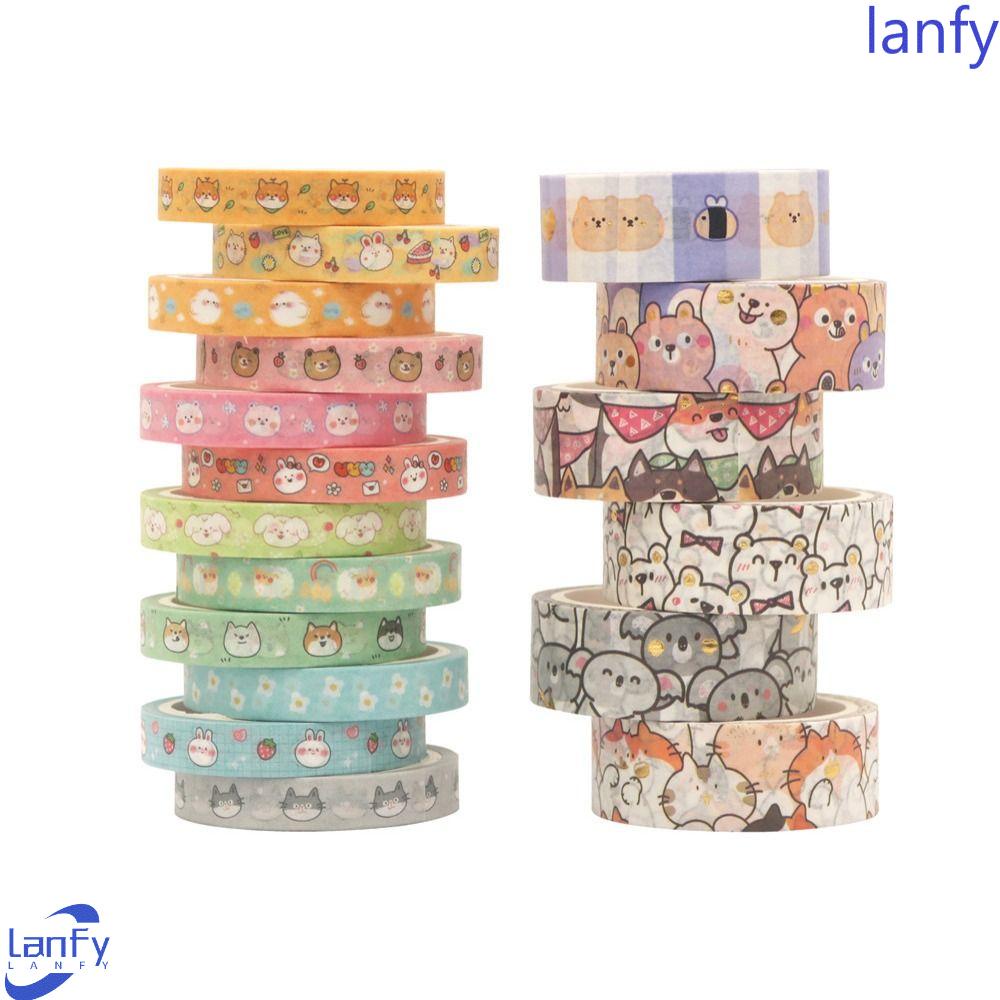 Lanfy Tape Perekat Hewan Lucu Aesthetic Siswa Scrapbooking Diary Album Tangan Akun Alat Tulis Handmade Kolase Tape