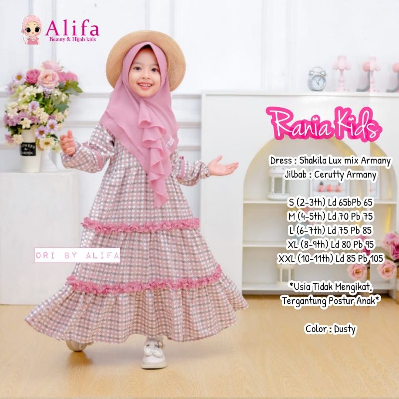 RANIA SYARI ORI ALIFA KIDS | Dress+jilbab Anak