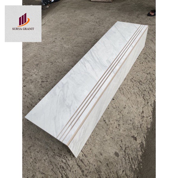 KERAMIK/GRANIT TANGGA 30X100 PUTIH MOTIF MARMER CUSTOM UKURAN PLINT