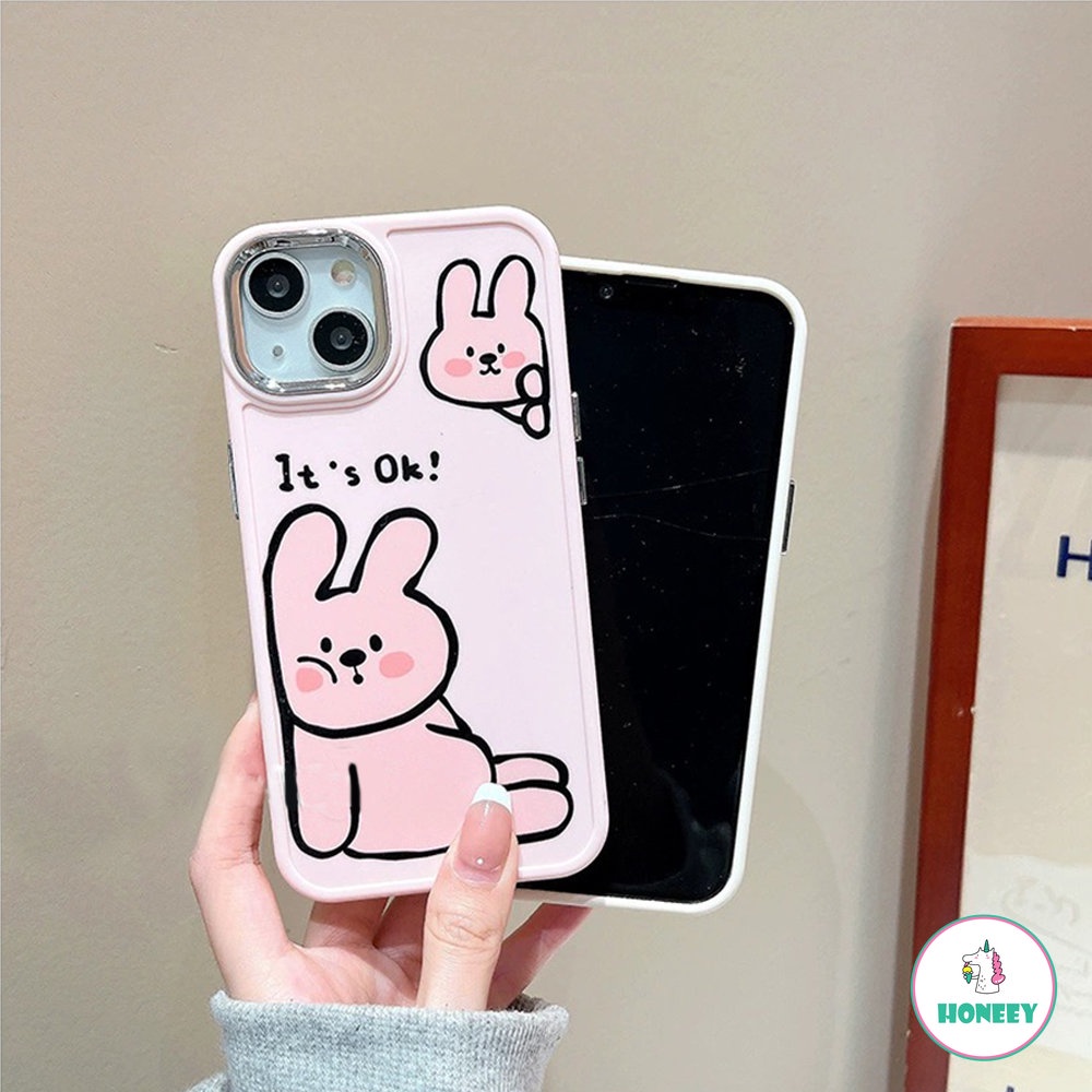 Case Bunny Dog Garis Sederhana Untuk iPhone 14 Pro Max13 12 11 Pro Max Perlindungan Kamera Bumper Shockproof Soft Cover