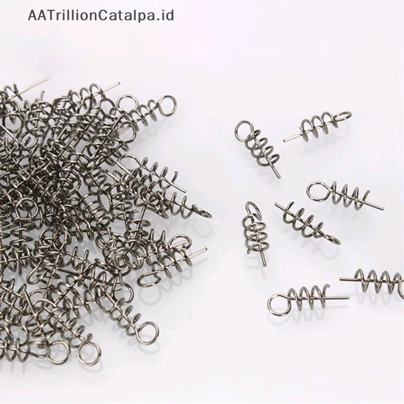 Aatrillioncatalpa 50pcs Spring Lock Pin Crank Hook Konektor Pancing Stainless Steel Putar ID