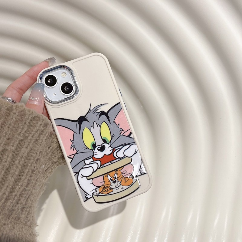 All New Electroplated Camera Skin Silicone Soft Case IPhone 11 12 13 14 Pro Max Women's Fashion Gift Cute Cartoon Phone Case Funny Tom and Jerry