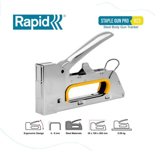 NEW RAPIDE Staple Stapler Gun Tacker R23 - Staples Hekter Gun Tembak Manual (untuk Pengerjaan Sofa, Jok Motor, Kursi, Laminating, Dekorasi)