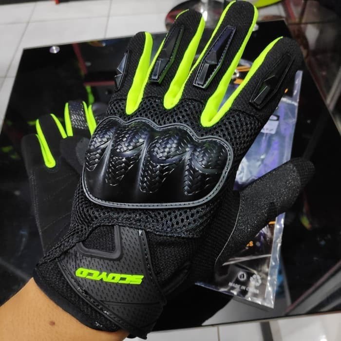 sarung tangan sepeda motor scoyco mc58  / gloves scoyco mc58 - Hijau, M