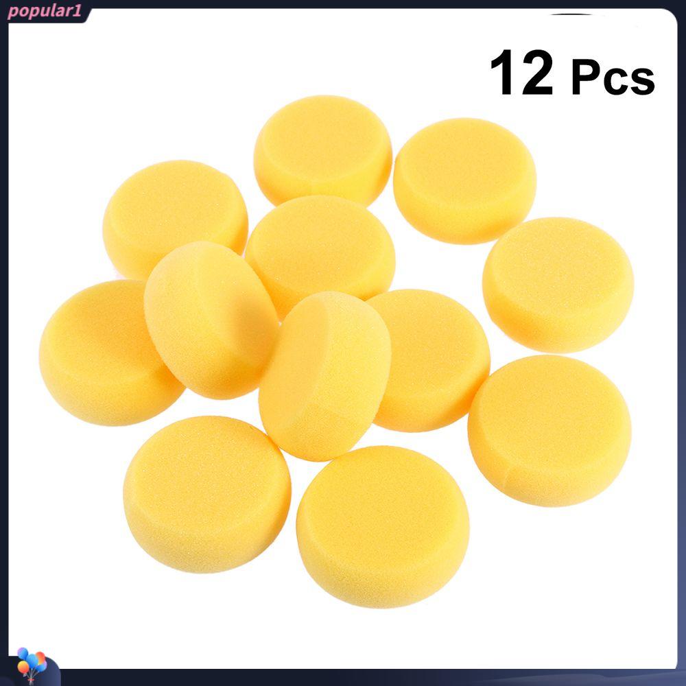 Populer 12PCS Spon Lukis New Yellow Kerajinan Tangan Bulat Sintetis