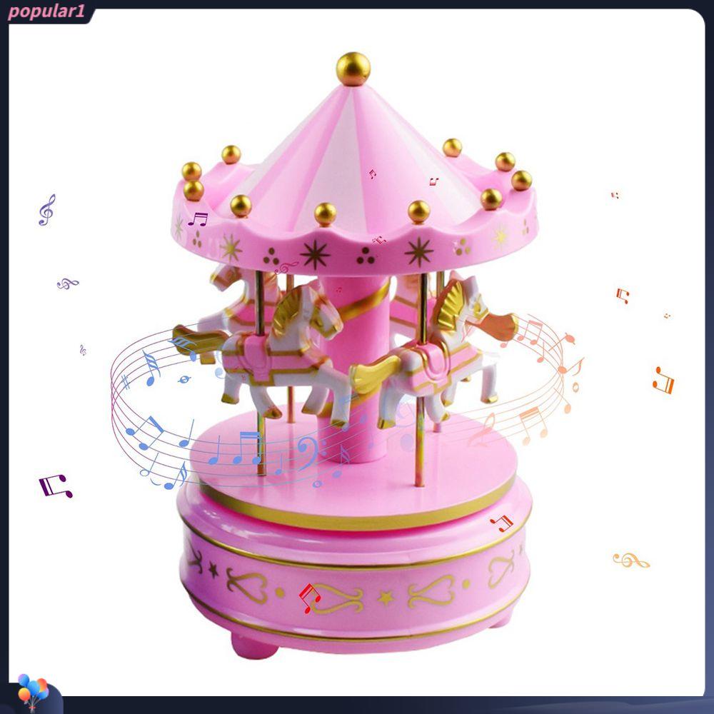 Populer Carousel Music Box Ornamen Rumah Hadiah Ulang Tahun Mainan Anak Merry-Go-Round