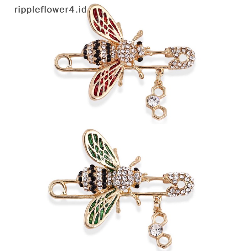 {rippleflower4.id} Kristal Lebah Bros Pin Dekorasi Korsase Lencana Fashion Bros Perhiasan Hadiah~