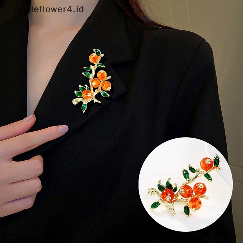 {rippleflower4.id} Retro Kesemek Ruyi Bros Untuk Wanita Kerah Pin Mantel Pesta Perhiasan Aksesoris~